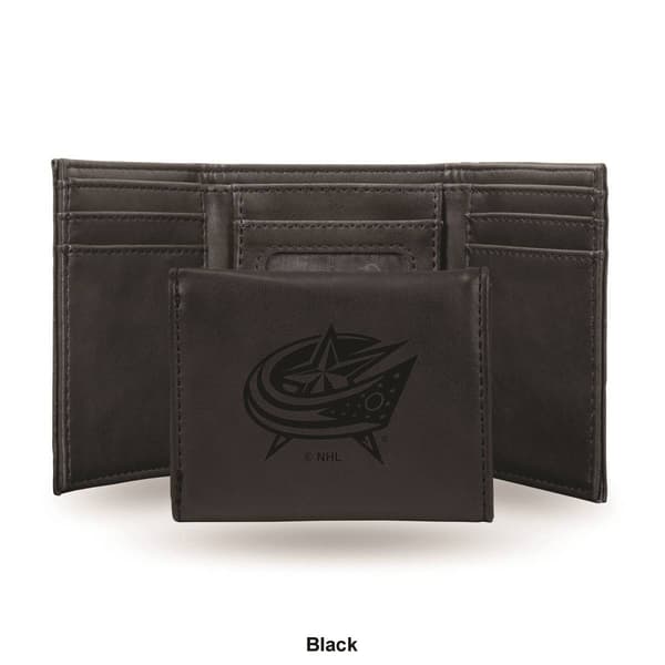 Mens NHL Columbus Blue Jackets Faux Leather Trifold Wallet