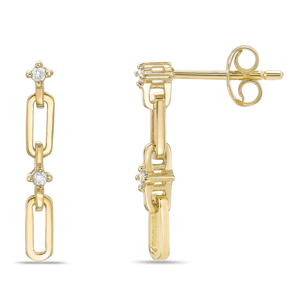 Brilliant Grown Gold-Plated Lab-Grown Diamond Link Drop Earrings