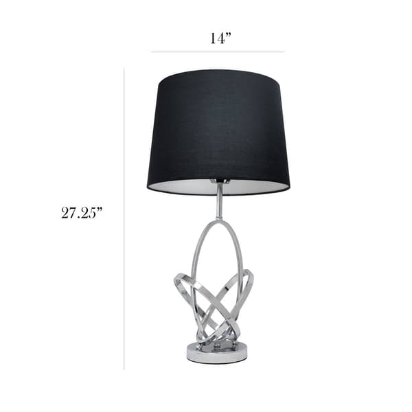 Elegant Designs Mod Art Polished Chrome Table Lamp w/Black Shade