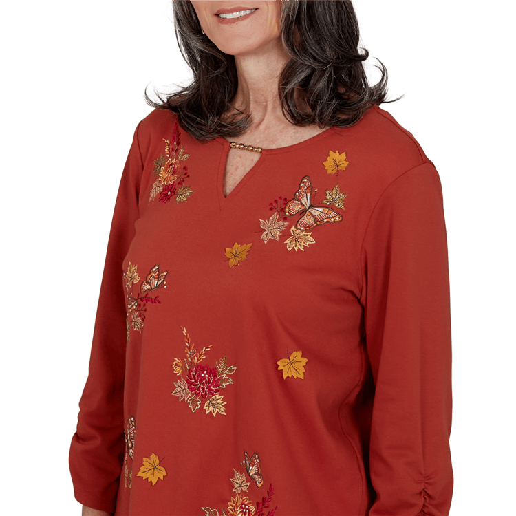 Womens Alfred Dunner Classics Tossed Floral Butterfly Blouse