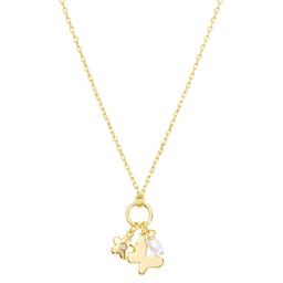 Athra 14kt. Gold over Brass Butterfly & Flower Charms Pendant