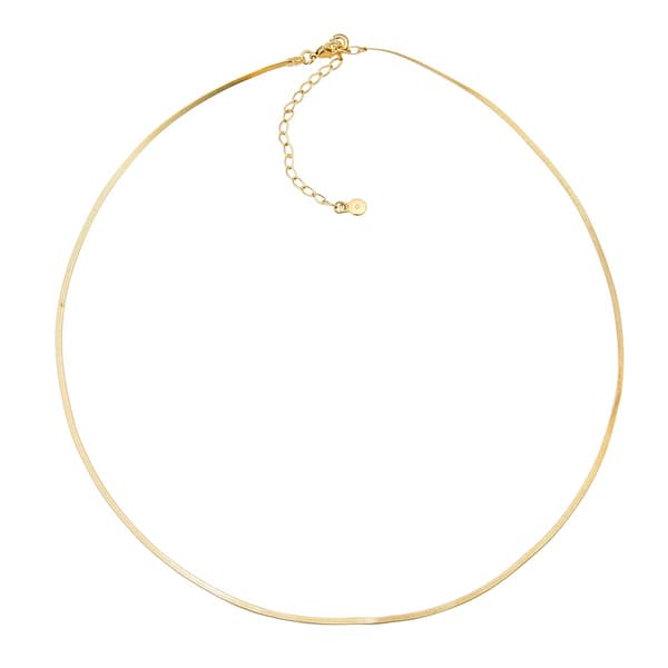 Roman Gold-Tone Herringbone Chain Necklace - image 