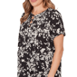 Plus Size Emaline Key Items Short Sleeve Laced Neck Floral Blouse - image 5