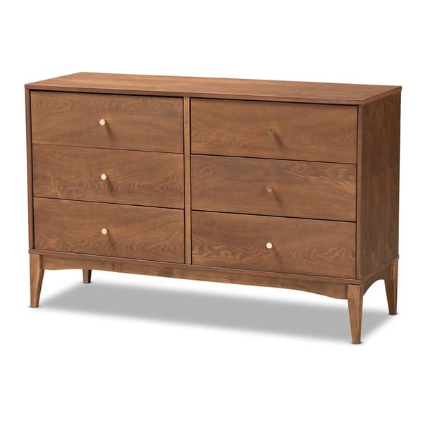Baxton Studio Landis Modern Ash Walnut Wood 6-Drawer Dresser