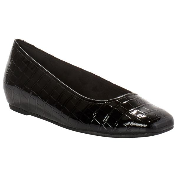 Womens Easy Street Crescent Black Crocodile Flats - image 