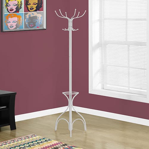 Monarch Specialties 70in. White Coat Rack/Umbrella Holder - image 