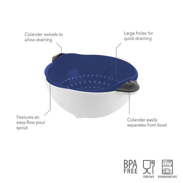 Tovolo 1.5qt. Deep Indigo Soak & Strain Colander