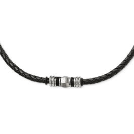 Mens Gentlemen's Classics&#40;tm&#41; Black Leather & Rubber Necklace