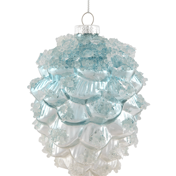 Northlight 4.75in. Icy Pine Cone Glass Christmas Ornament