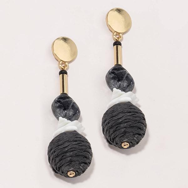 Ashley Cooper(tm) Black Raffia & Howlite Drop Earrings - image 