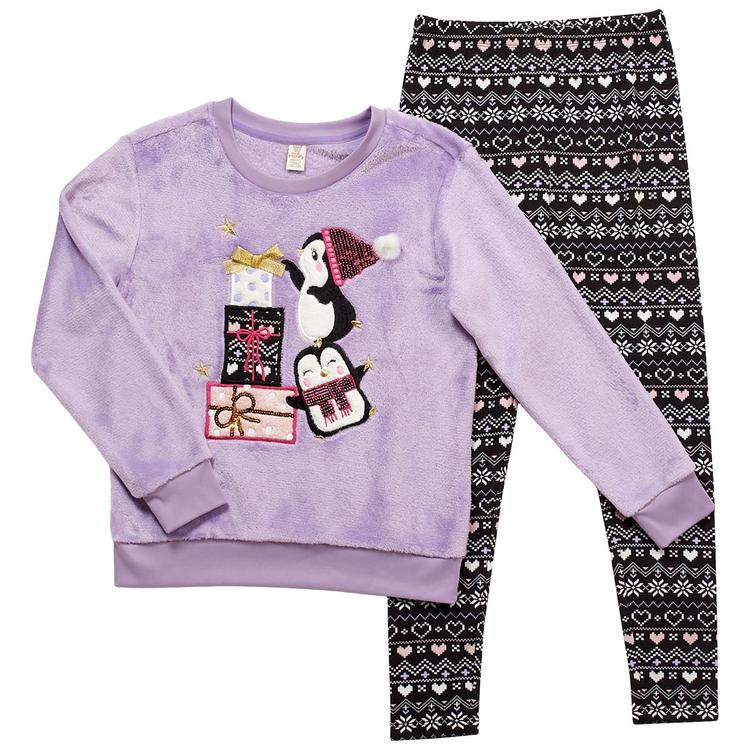 Girls (7-16) Sweet Butterfly(R) Penguin Top & Fair Isle Legging Set