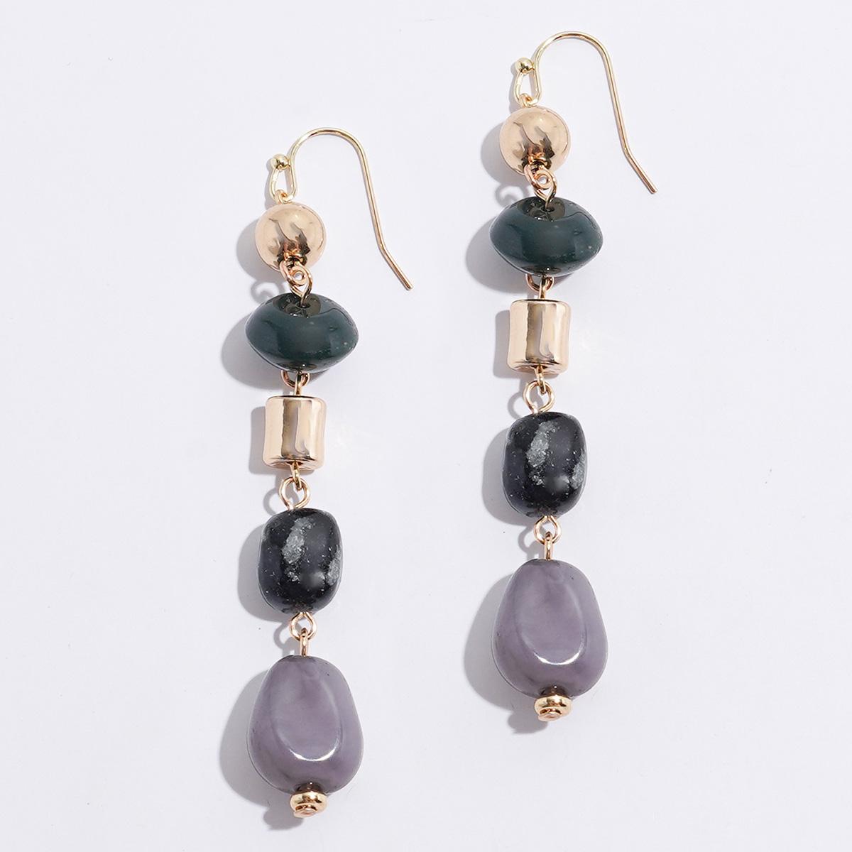 Ashley Cooper(tm) Gold-Tone Linear Earrings w/ Green Beads