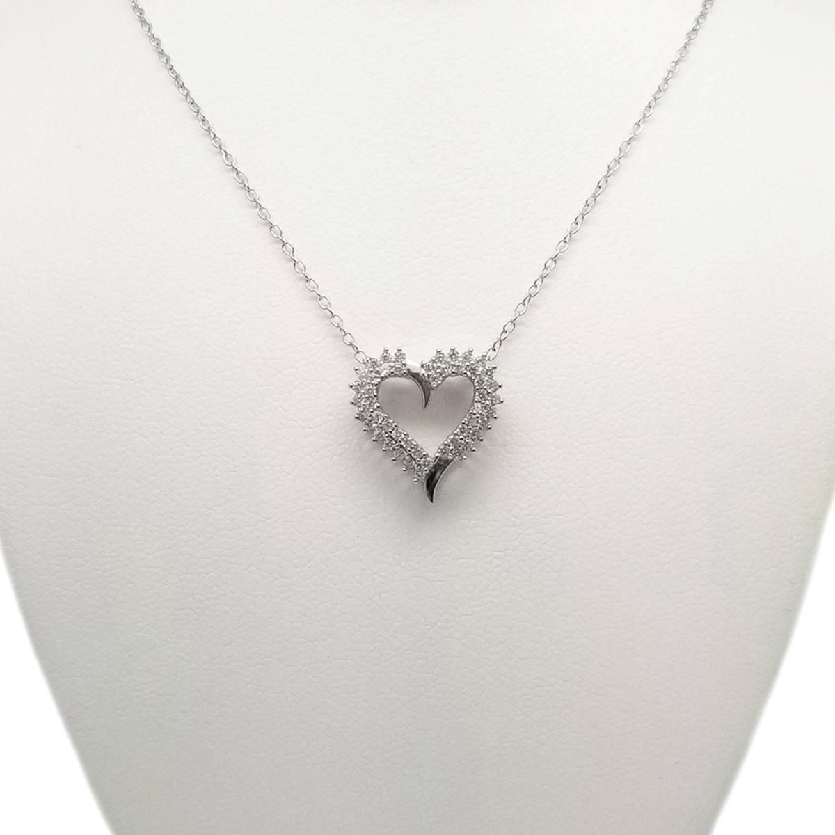 Sterling Silver CZ Heart Pendant Necklace
