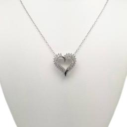 Sterling Silver Cubic Zirconia Heart Pendant Necklace