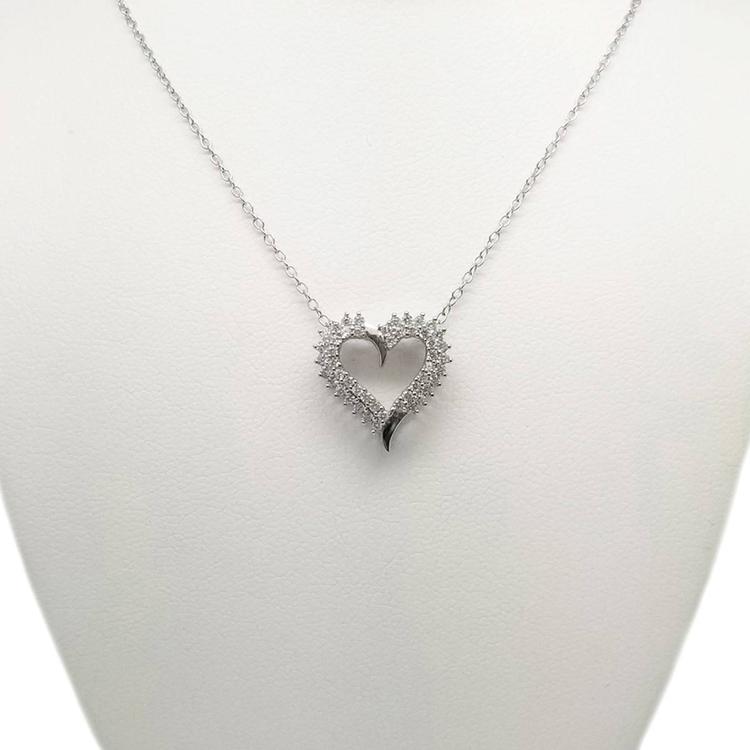 Sterling Silver Cubic Zirconia Heart Pendant Necklace