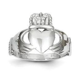 Gold Classics(tm)  Tall 14kt. White Claddagh Ring