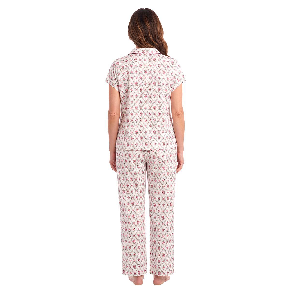 Womens Laura Ashley® Short Sleeve Lattice Floral Pajama Set