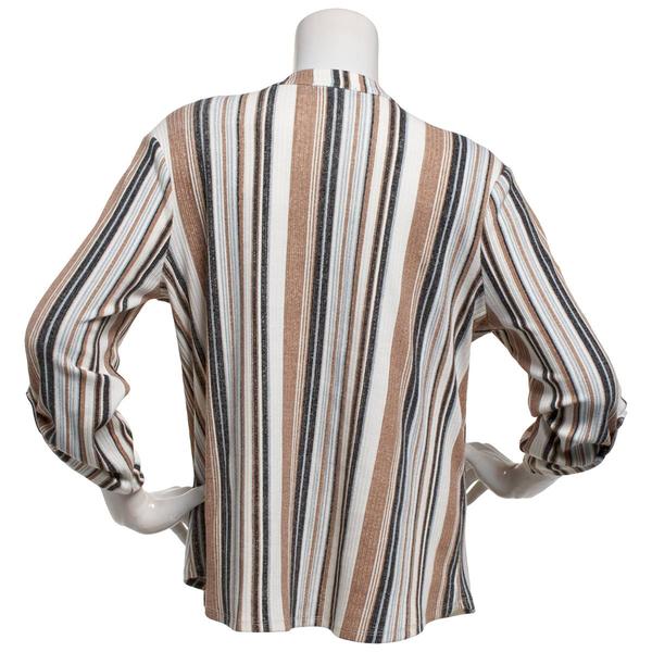 Womens Cure 3/4 Sleeve Stripe Split Neck Blouse
