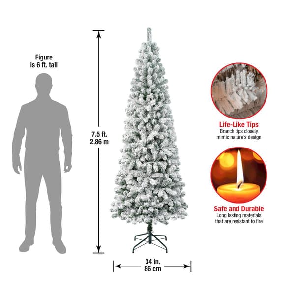 National Tree 7.5ft Acacia Medium Flocked Christmas Tree