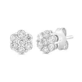 Nova Star&#40;R&#41; Sterling Silver Lab Grown Diamond Flower Earrings