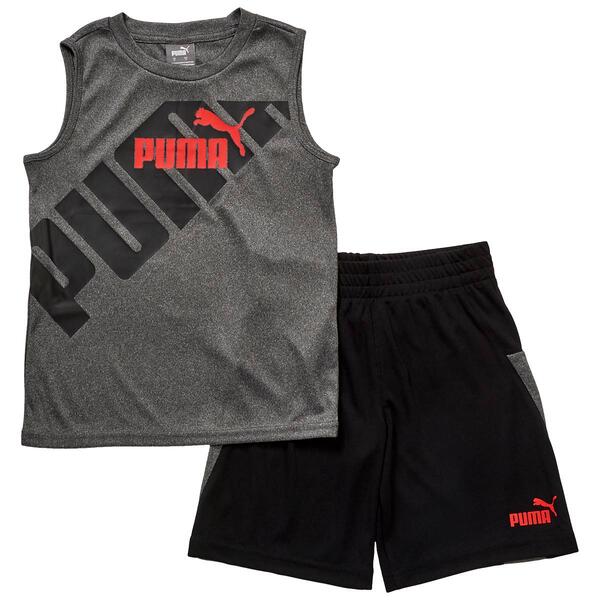 Boys &#40;4-7&#41; Puma Interlock Muscle Tee & Mesh Shorts Set - image 