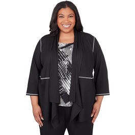 Plus Size Alfred Dunner Opposites Attract Variegated Rib 2Fer Top
