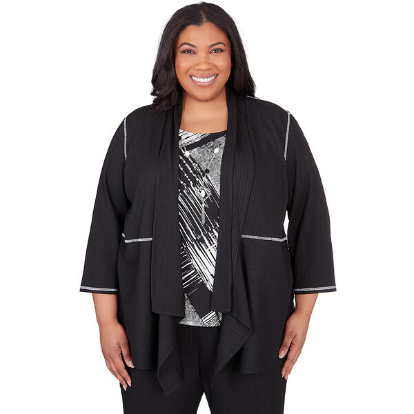 Plus Size Alfred Dunner Opposites Attract Variegated Rib 2Fer Top - image 