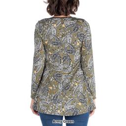 Womens 24/7 Comfort Apparel Long Sleeve Paisley Tunic