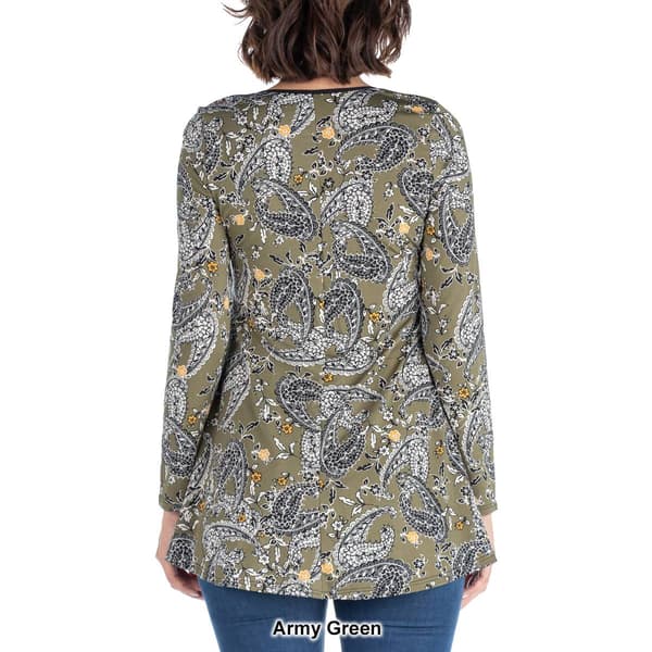 Womens 24/7 Comfort Apparel Long Sleeve Paisley Tunic