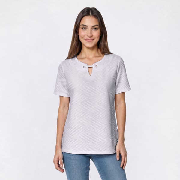 Womens Emily Daniels Short Sleeve Solid Texture Blouse