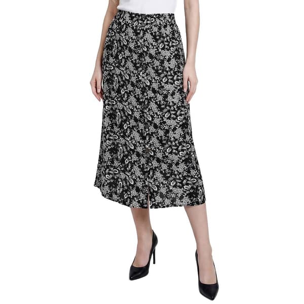 Womens NY Collection Floral Leaf Pocket Woven Gauze Skirt - Flora