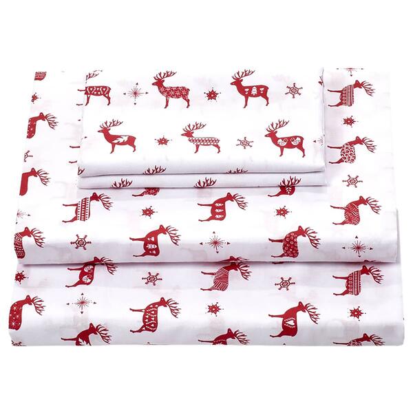 Ashley Cooper&#40;tm&#41; Patterned Reindeer Percale Sheet Set - image 