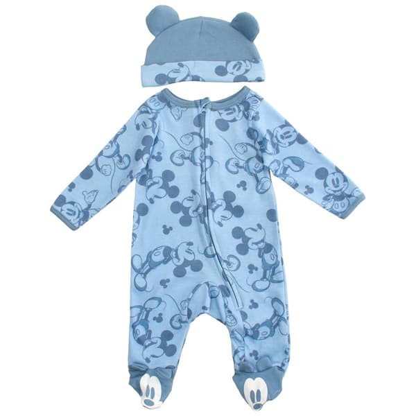 Baby Boy &#40;NB-9M&#41; Disney 2pc. Mickey Footie & Hat - image 