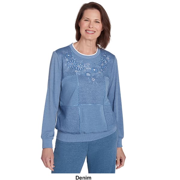 Petite Alfred Dunner Casual Fridays Embroidered Box Sweatshirt