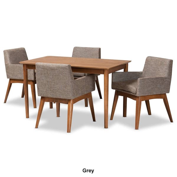 Baxton Studio Dorina Mid-Century Modern Fabric 5-Piece Dining Set
