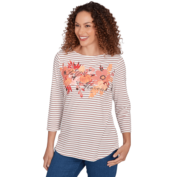 Petite Ruby Rd. Must Haves II Fall Harvest Stripe Tee