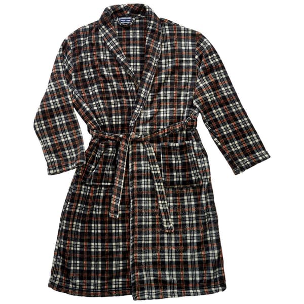 Mens Preswick & Moore&#40;R&#41; Plaid Velvet Robe - Black/White - image 