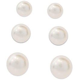 Gold Over Sterling Silver Pearl Stud Earrings Set