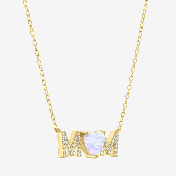 Gemstone Classics™  Lab Grown Opal & White Sapphire Mom Necklace