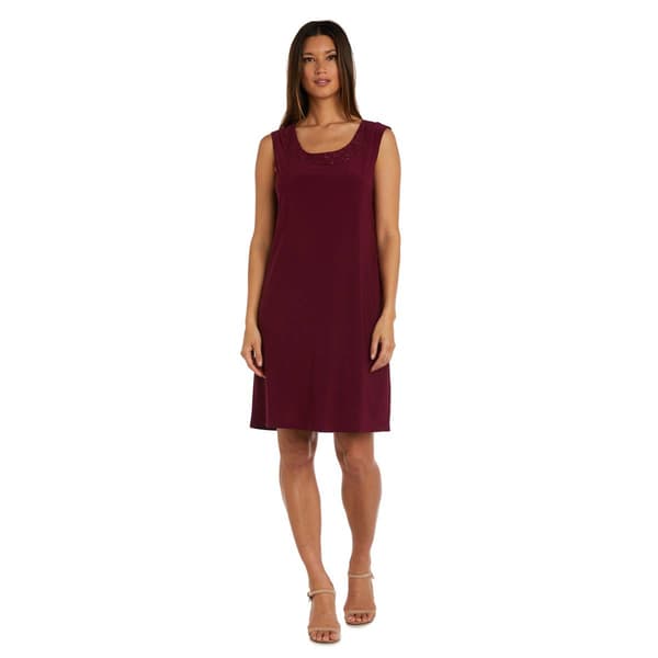 Womens R&M Richards 3/4 Sleeve Soft sheer Pleated Jacket Dress