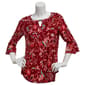 Womens Notations 3/4 Ruffle Sleeve Floral Bar Neck Blouse - image 1