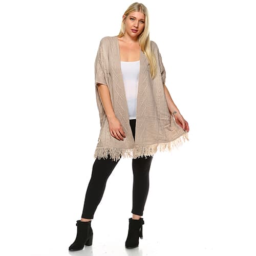Plus Size White Mark Elbow Sleeve Maxi Cardigan - image 
