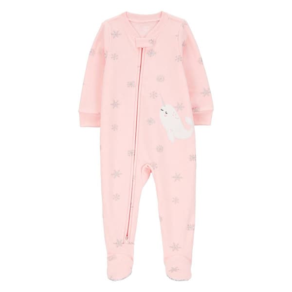 Baby Girl &#40;12-24M&#41; Carter''s&#40;R&#41; Narwhal Fleece Footie Pajamas - image 