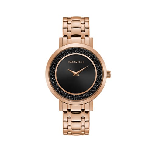 Womens Caravelle Black Crystal Dial Watch - 44L252