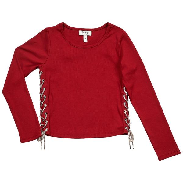 Girls (7-16) Speechless(R) Long Sleeve Rhinestone Tie Side Top - image 