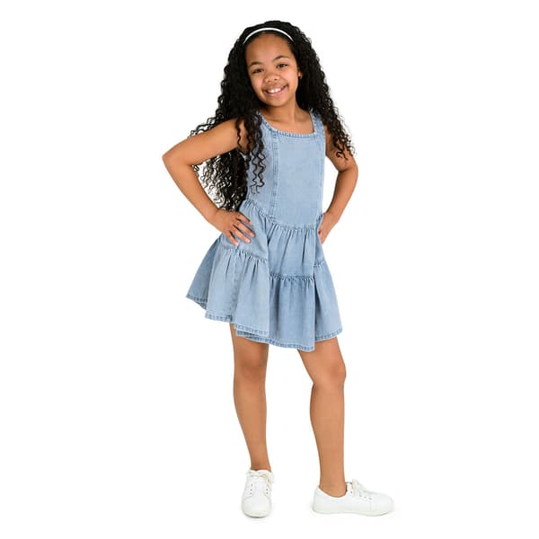 Girls &#40;7-16&#41; Rare Editions Sleeveless Denim Mock Corset Dress