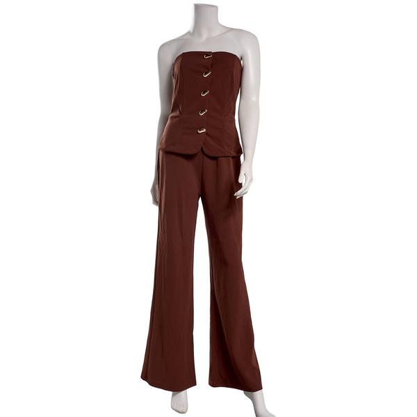Juniors Madden Girl Strapless Long Vest Jumpsuit w/ Buttons - image 