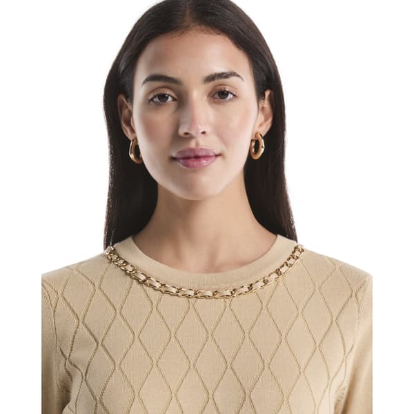 Petite Rafaella® Elbow Sleeve Diamond Stitch Sweater