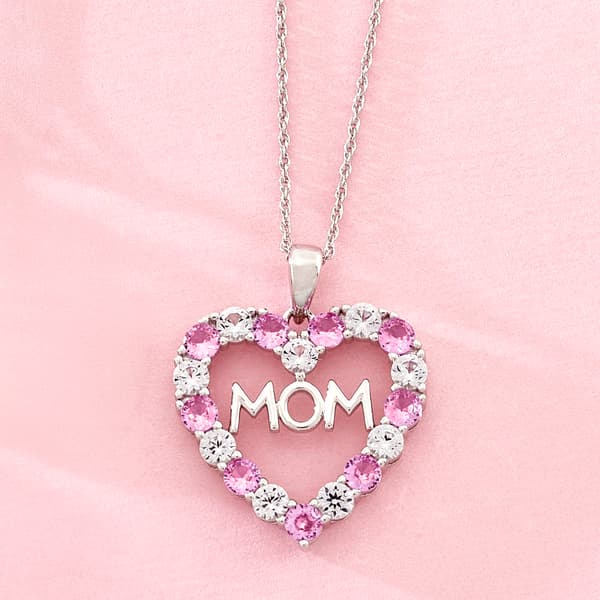 Gemstone Classics(tm) Lab Grown Pink/White Sapphire Mom Pendant - image 