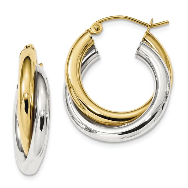 Gold Classics(tm) 10kt. Polished Two-tone Double Tube Hoop Earrings - image 